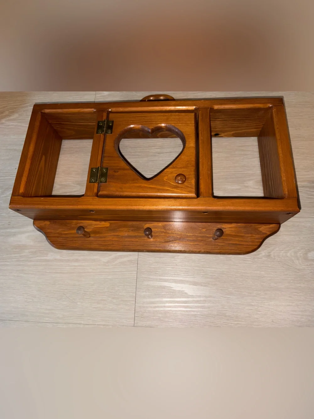 Cottagecore Wooden Heart Wall Shelf - Brown